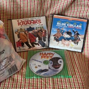 DVDs; 3 Movies; Happy Feet; + 2 Others